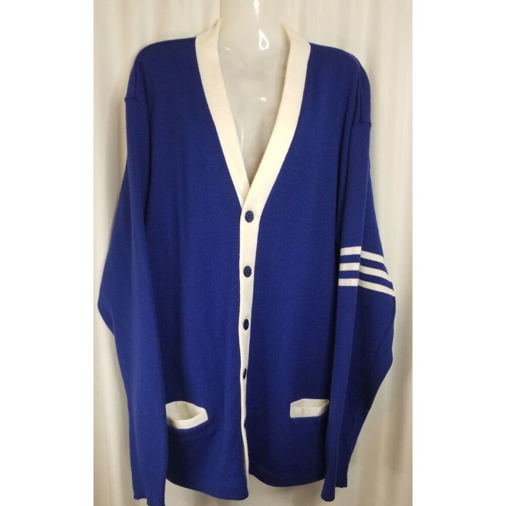 A+ by SAI Knit Cardigan Size 2XL Blue & White Varsity Style Collegiate School
